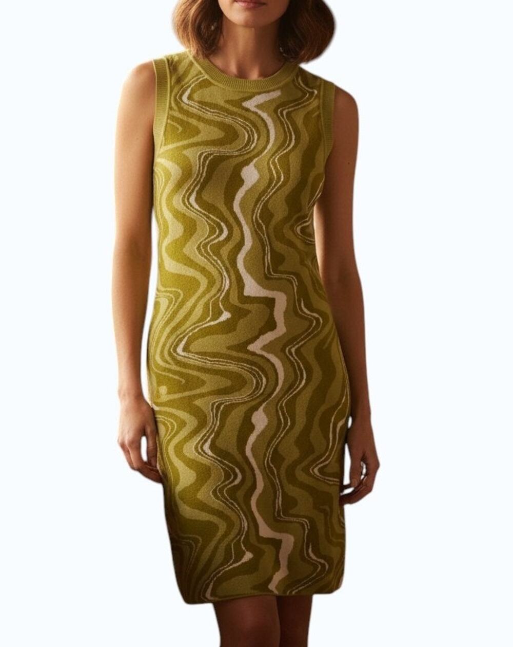 LA Hearts Sweater Dress S Green White Knit Bodycon Sleeveless Casual
